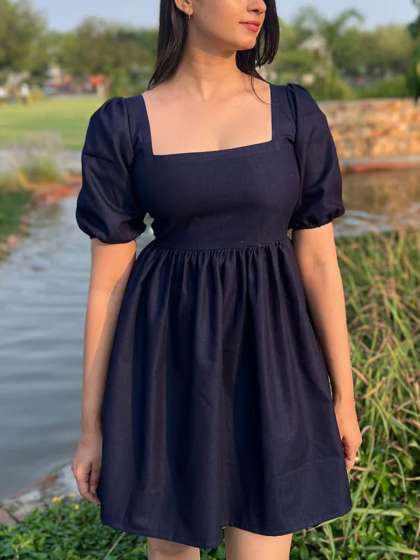 Anasi Clothing Women Solid Fit and Flare Dress