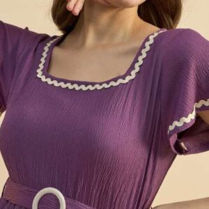 Azira Women Solid Square Neck Fit  Flare Dress