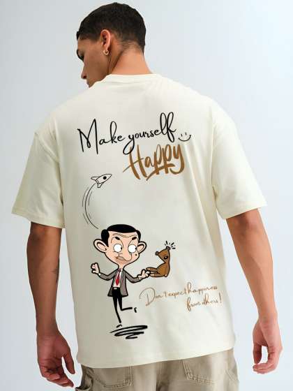 BDSQUARE Mr Bean Printed Round Neck Pure Cotton Ov