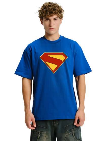 BDSQUARE Superman Graphic Printed DropShoulder Sle