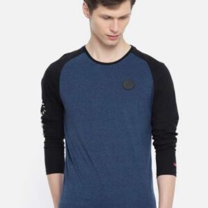 Being Human Clothing Men Navy Blue Solid Round Nec