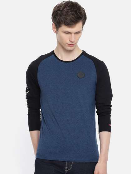 Being Human Clothing Men Navy Blue Solid Round Nec