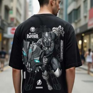 Bewakoof Black Black Panther Printed Round Neck Sh