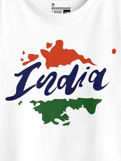 Bon organik Girls India Independence Day Flag Tshi