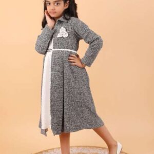 CALYX CLOTHING Girls Round Neck Checked Print Fit