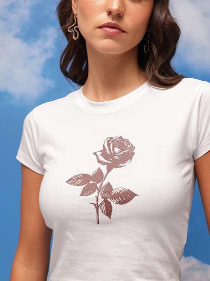 CORSICA Floral Printed Pure Cotton Crop Tshirt
