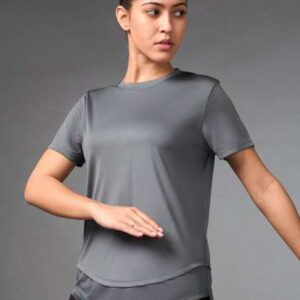 CULT Womens Layered Hem Grey Running Top