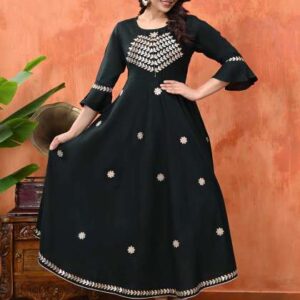 Cloth Bites Floral Embroidered Bell Sleeve Maxi Dr