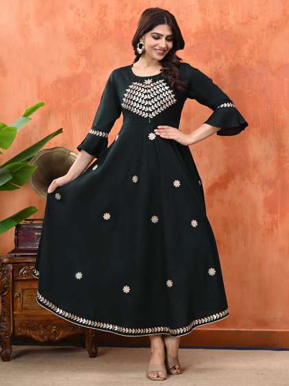Cloth Bites Floral Embroidered Bell Sleeve Maxi Dr