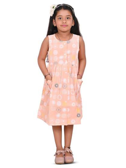 Cloth Bites Girls Cotton Floral Printed Fit Flare
