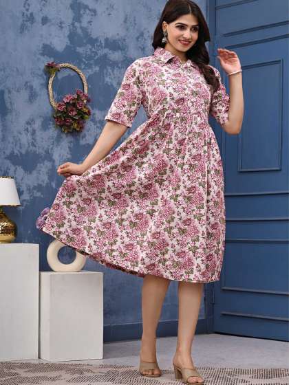 Cloth Bites Women Shirt Collar Floral Print Fit an