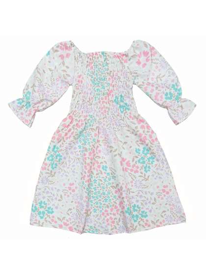 Clothe Funn Floral Print Puff Sleeve Crepe Fit Fl