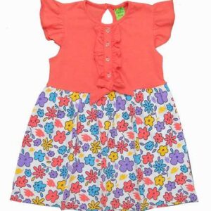 Clothe Funn Girls Floral Printed Round Neck Cap Sl