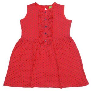 Clothe Funn Girls Polka Dot Printed Ruffled Fit F