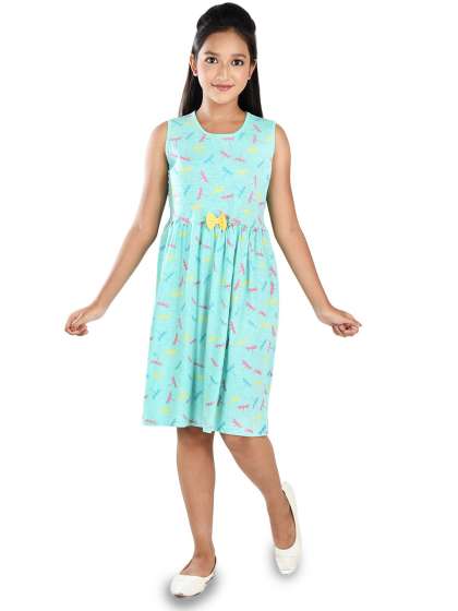 Clothe Funn Sea Green Floral Print Fit Flare Dres