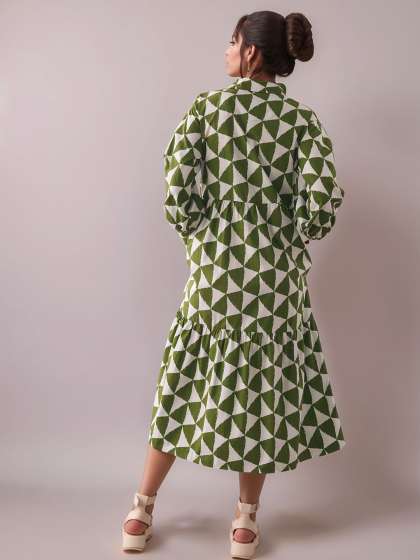 DressBerry Women Geometric Below Knee Dress