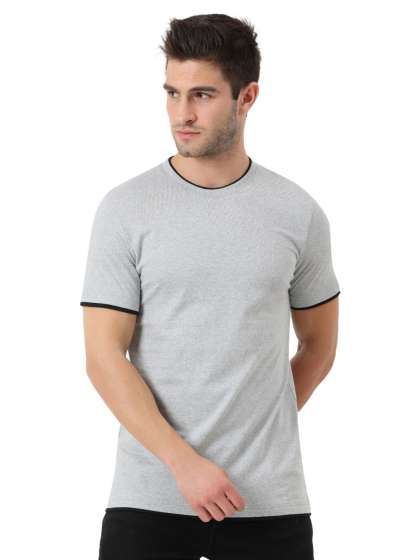 ECOLINE Clothing Men Bio Finish Solid Round Neck C