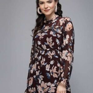 Fabway Clothing Floral Print Chiffon Maxi Dress