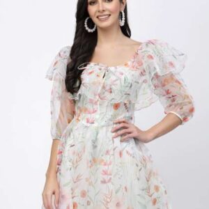 Fabway Clothing Floral Print OffShoulder Fit  Flar