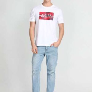 Flying Machine Typography Printed Short Sleeves Pu