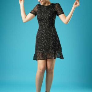 Globus Polka Dots Round Neck Short Puffed Sleeves