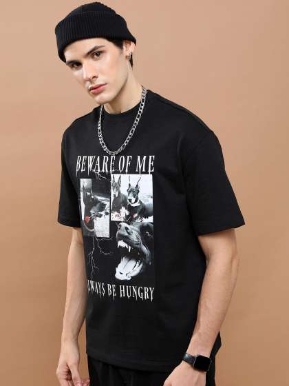 HIGHLANDER Typography Printed Raw Edge Drop Should