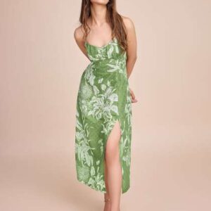 HOUSE OF MIRA Tropical Print Fit Flare Midi Dress