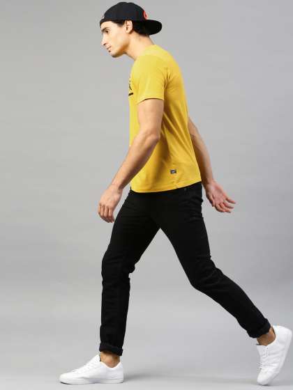 HRX by Hrithik Roshan Men Yellow Printed Cotton Pu