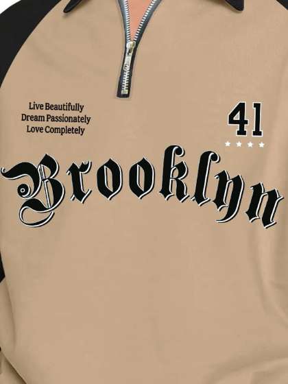 JUMPCUTS Men Typography Printed Polo Collar Cotton