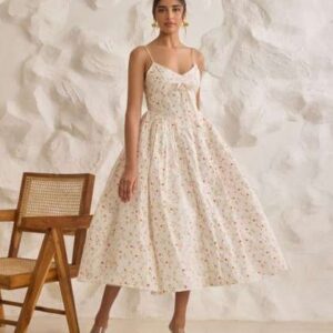Lea Clothing Co Floral Print Crepe ALine Dress