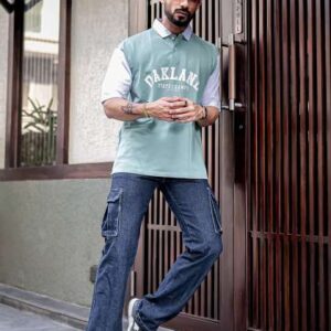 Maniac Typography Printed Polo Collar Cotton Tshir