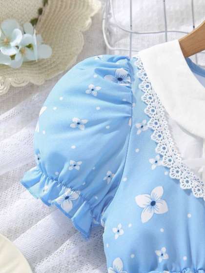 Miss Chief Girls Floral Puff Sleeve ALine Dress