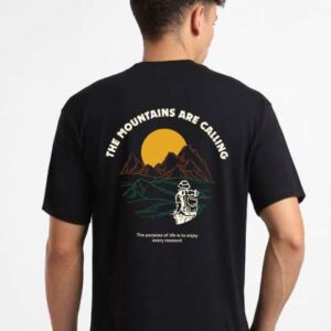 NOBERO Men Graphic Printed Round Neck Cotton Overs