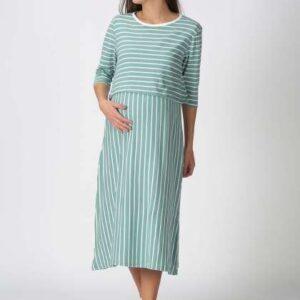PURPLE FLAUNT Striped Layered Maternity ALine Midi