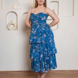 PURVAJA Women Floral Printed Layered Georgette Fit