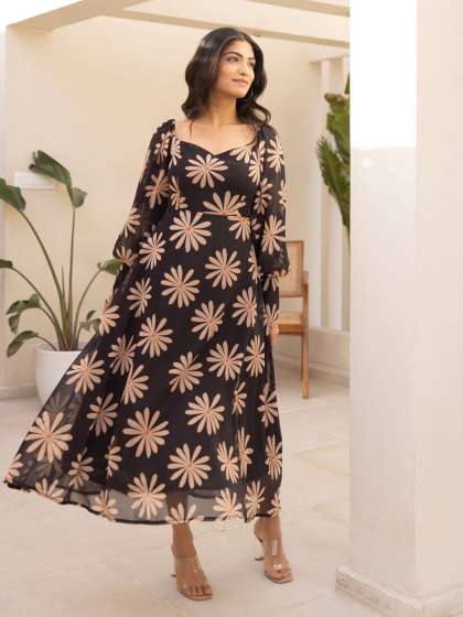 Polago Clothing Floral Print Georgette ALine Maxi