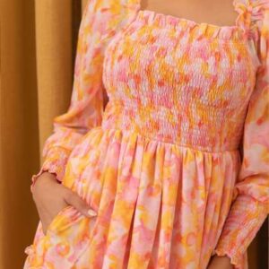 Polago Clothing Floral Printed Georgette Midi Dres