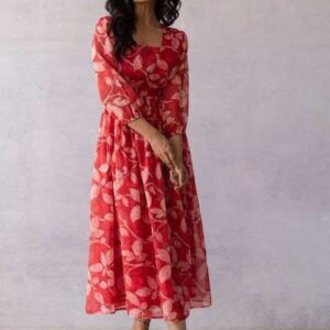 Polago Clothing Georgette Fit Flare Floral Midi D