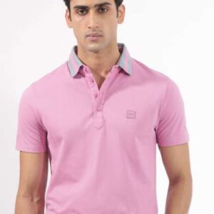 RARE RABBIT Men Divide Polo Collar Slim Fit Cotton