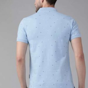Roadster Men Blue Pure Cotton Printed Polo Collar