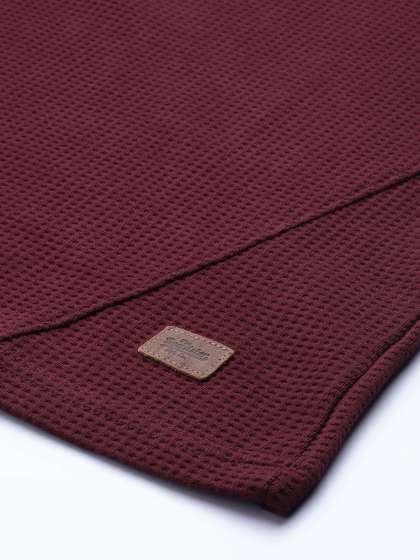 The Roadster Lifestyle Co Men Burgundy Waffle Tex