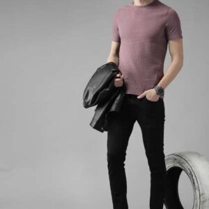 The Roadster Lifestyle Co Men Mauve Waffle Textur
