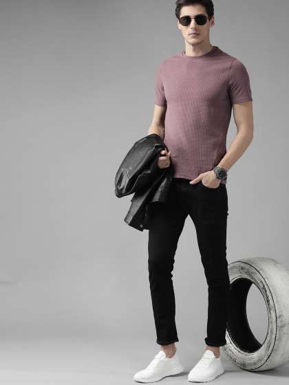 The Roadster Lifestyle Co Men Mauve Waffle Textur