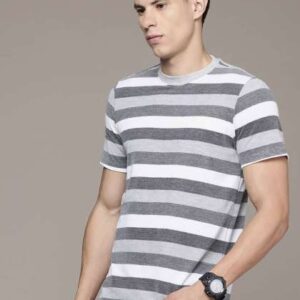 The Roadster Lifestyle Co Men Striped Round Neck C