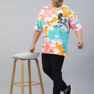 VEIRDO Plus Size Mickey Mouse Tie  Dye Printed Pur