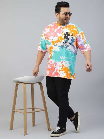 VEIRDO Plus Size Mickey Mouse Tie Dye Printed Pur
