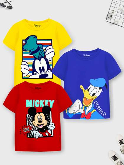 YK Disney Boys Blue 3 Printed Applique Tshirt
