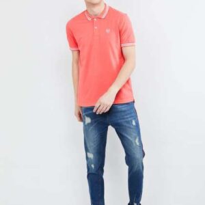 max Men Coral Red Polo Collar Tshirt